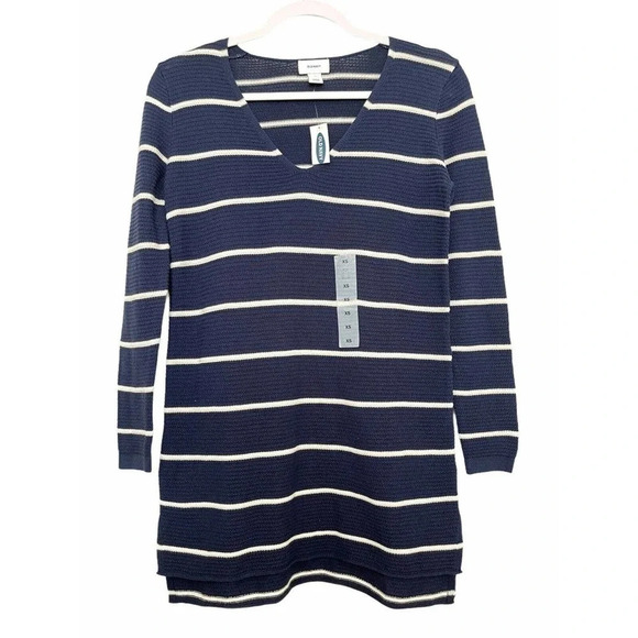 Old Navy Striped V-Neck Textured Tunic Sweater Size XS NWT - Picture 1 of 6